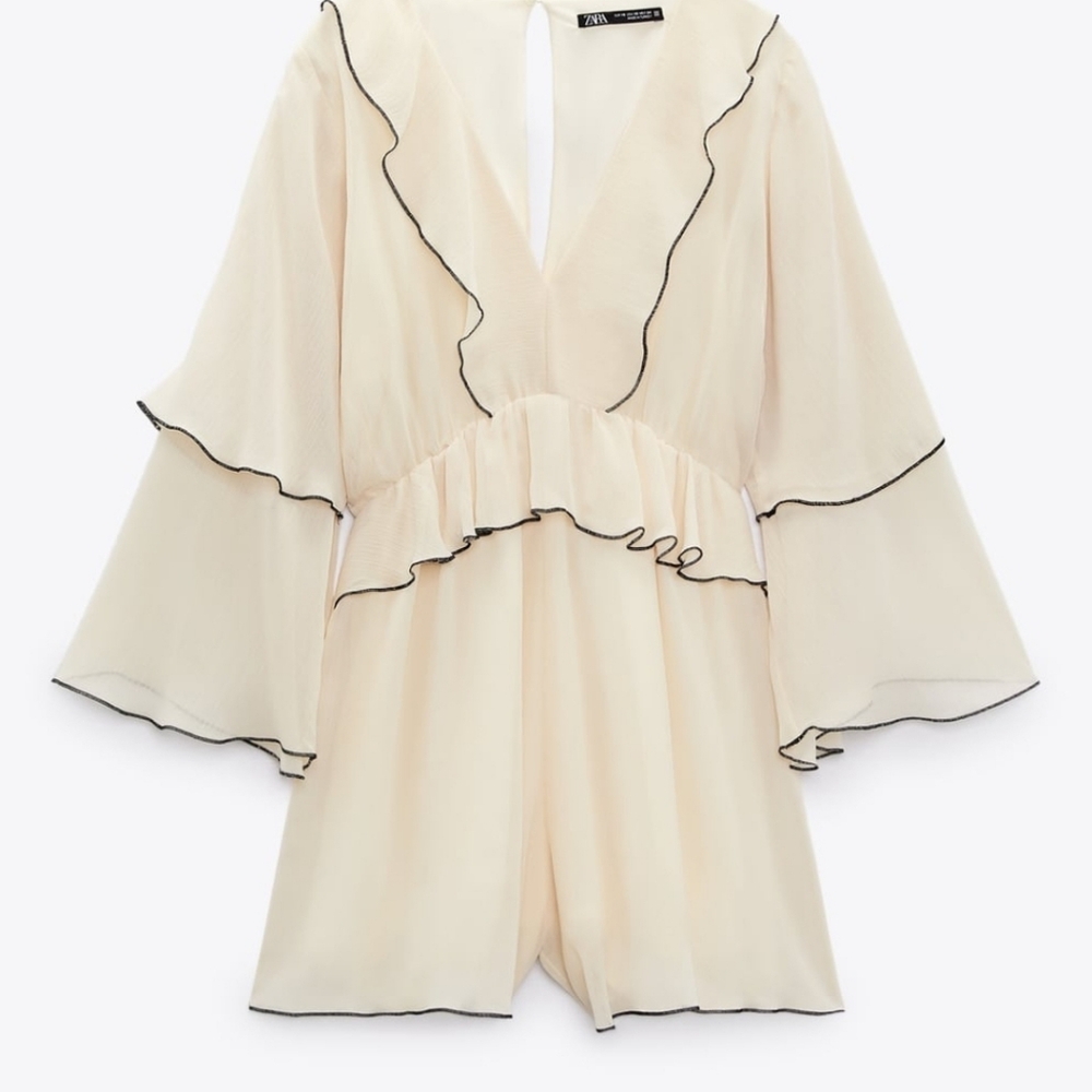 ZARA Ruffled Short Jumpsuit - Picture 3 of 4